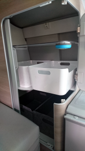 Heckschrank mit Ikea Boxen