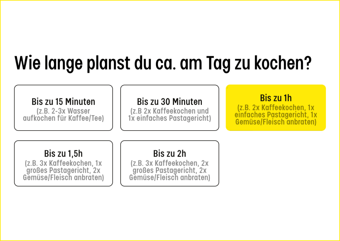 Welche Kochzeit erwartest du am Tag?